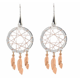  Boucles d oreilles pendantes argent rhodié argent flashé or rose forme d attrape rêves Système d attache : crochet Longue...