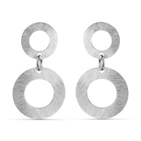Boucles d oreilles pendantes argent rhodié brossé composées 2 cercles Largeur : 20mm Longueur toale : 35mm Système d attac...
