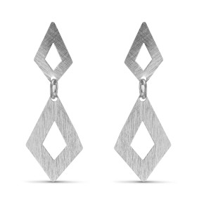 Boucles d oreilles pendantes argent rhodié brossé composées 2 losanges Largeur : 18mm Longueur totale : 46mm Système d att...