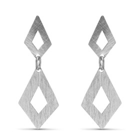 Boucles d'oreilles pendantes en argent rhodié brossé composées de 2 losanges. Largeur : 18mm. Longueur totale : 46mm. Syst...