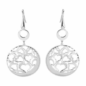 Boucles d oreilles pendantes argent rhodié composées d un cercle ajouré coeurs 30mm diamètre Longueur totale : 60mm Systèm...
