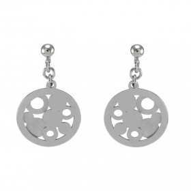 Boucles d oreilles pendantes argent rhodié composées ronds argent argent satinés dans un cercle 15 mm diamètre Longueur to...