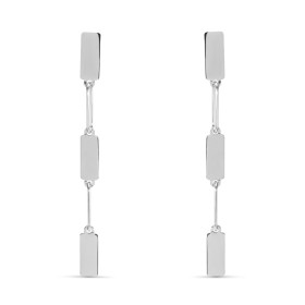 Boucles d oreilles pendantes argent rhodié composées d une chaînette des anneaux vides pleins Largeur : 4mm Longueur total...