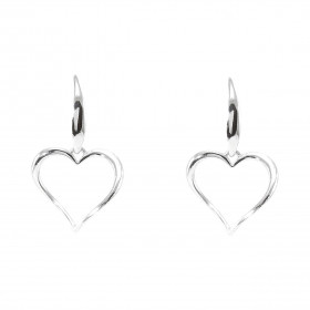 Boucles d oreilles pendantes argent rhodié composées d un coeur 14x15mm Système d attache : crochet Longueur totale : 2,5cm