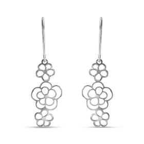  Boucles d oreilles pendantes argent rhodié composées 3 fleurs soudées les une aux autres Largeur : 11mm Longueur totale :...