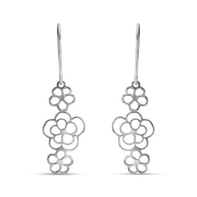 Boucles d'oreilles Pendantes Argent Rhodié Fleurs