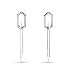 Boucles d oreilles pendantes argent rhodié composées 2 formes hexagonales Largeur : 9mm Longueur totale : 36mm Système d a...