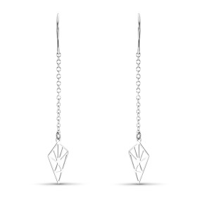 Boucles d oreilles pendantes argent rhodié composées d un losange suspendu à une chaînette Largeur : 10mm Longueur totale ...