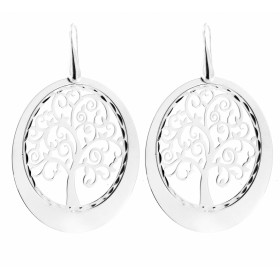 Boucles d'oreilles pendantes argent rhodié motif arbre de vie