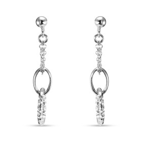 Boucles d oreilles pendantes argent rhodié composées d un ovale lisse, 1 ovale texturé une chaînette Largeur : 10mm Longue...