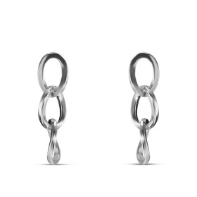 Boucles d oreilles pendantes argent rhodié composées 3 ovales ondulés Largeur : 6mm Longueur totale : 17mm Système d attac...
