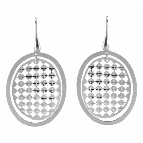 boucles d oreilles pendantes argent rhodié composées d un ovale lisse un ovale satiné ajouré Largeur : 35mm Longueur total...