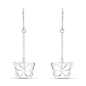 Boucles d oreilles pendantes argent rhodié un papillon 11x15mm Longueur totale : 45mm Système d attache : crochet