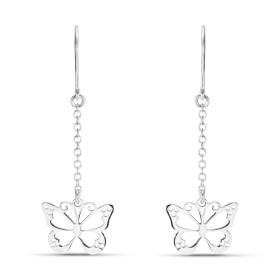 Boucles d'oreilles Pendantes Argent Rhodié Papillon Origami