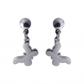 Boucles d oreilles pendantes argent rhodié composées d un papillon 9x14mm Système d attache : poussette belge Longueur tot...