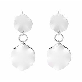 Boucles d oreilles pendantes argent rhodié composées 2 plaques ondulées Largeur : 19mm Longueur totale : 45mm Système d at...