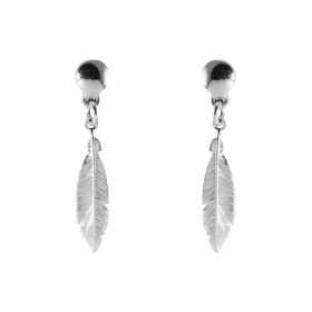 Boucles d'oreilles pendantes argent rhodié plume