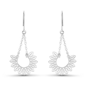 Boucles d oreilles pendantes argent rhodié forme demi tournesol Largeur : 21mm Longueur totale : 45mm Système d attache : ...