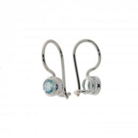 Boucles d oreilles Argent 925 Topaze Bleue serties pierres 4mm, longueur : 16mm