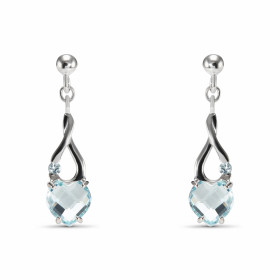 Boucles d'oreilles Pendantes Argent  Topaze bleue traitée Coeur