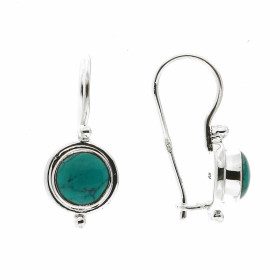 Boucles d'oreilles Pendantes Argent Turquoise reconstituée   Ronde 7mm