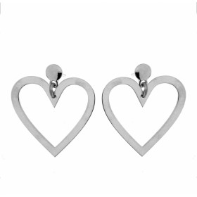 Boucles d'oreilles pendantes coeurs en Argent 925 rhodié. Longueur : 2,8cm. Système de fermeture : poussettes