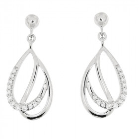 Boucles d'oreilles pendantes en Argent 925 rhodié et oxyde de zirconium