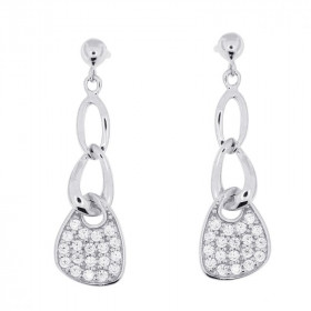  Boucles d oreilles pendantes Argent 925 rhodié oxyde zirconium Dimensions d une boucle vue face : 27x8mm Système fermetur...