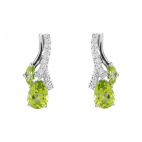 Boucles d oreilles Pendantes Argent 925 Rhodié Péridot Poire Marquise Boucles composées motifs pavés d oxydes zirconium se...