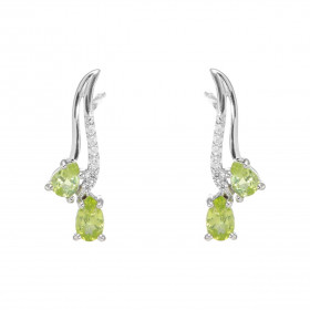 Boucles d oreilles Pendantes Argent 925 Rhodié Péridot Poire Oxyde Boucles composées motifs pavés d oxydes zirconium serti...