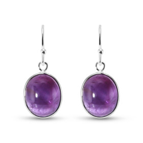 Boucles d oreilles Pendantes Argent Améthyste Ovale Cabochon 12x10mm Ces boucles d oreilles sont serties pierres ovales ta...