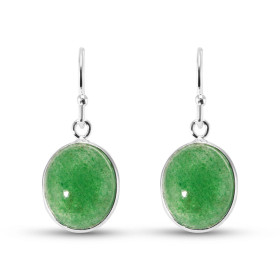 Boucles d oreilles Pendantes Argent Aventurine Ovale Cabochon 12x10mm Ces boucles d oreilles sont serties pierres ovales t...