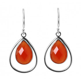 Boucles d oreilles Pendantes Argent Cornaline Ces boucles d oreilles sont serties pierres facettées taillées forme poire L...
