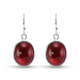 Boucles d oreilles Pendantes Argent Grenat Ovale Cabochon 12x10mm Ces boucles d oreilles sont serties pierres ovales taill...