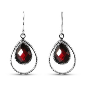 Boucles d oreilles Pendantes Argent Grenat Poire Cabochon Ces boucles d oreilles sont serties pierres forme poire taillées...