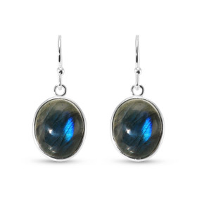 Boucles d oreilles Pendantes Argent Labradorite Ovale Cabochon 12x10mm Ces boucles d oreilles sont serties pierres ovales ...