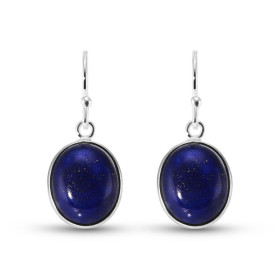 Boucles d oreilles Pendantes Argent Lapis Lazuli Ovale Cabochon 12x10mm Ces boucles d oreilles sont serties pierres ovales...