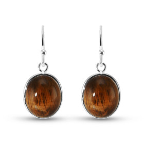 Boucles d oreilles Pendantes Argent Oeil tigre Ovale Cabochon 12x10mm Ces boucles d oreilles sont serties pierres ovales t...