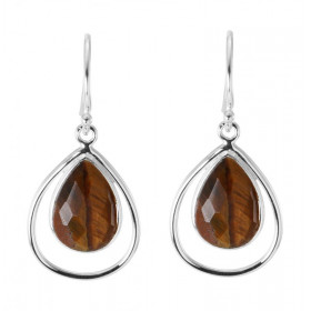 Boucles d oreilles Pendantes Argent Oeil tigre Ces boucles d oreilles sont serties pierres facettées taillées forme poire ...