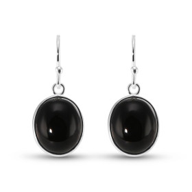 Boucles d oreilles Pendantes Argent Onyx Ovale Cabochon 12x10mm Ces boucles d oreilles sont serties pierres ovales taille ...