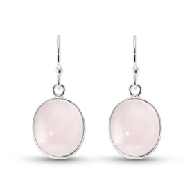 Boucles d oreilles Pendantes Argent Quartz Rose Ovale Cabochon 12x10mm Ces boucles d oreilles sont serties pierres ovales ...