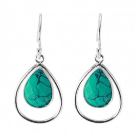 Boucles d oreilles Pendantes Argent Turquoise reconstituée Ces boucles d oreilles sont serties pierres facettées taillées ...