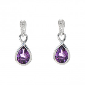 Boucles d'oreilles Pendantes  Infini Or Blanc 375 Améthyste et Diamant