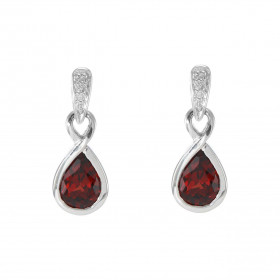 Boucles d oreilles Infini Or Blanc 375 Grenat Diamant Motif infini serti d un Grenat Poire 7x5mm d un diamant Les dimensio...