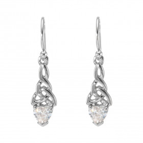 Boucles d'oreilles Pendantes Motif Celtique Argent 925 Rhodié et Oxyde de zirconium. Chaque boucle est sertie d'une pierre...