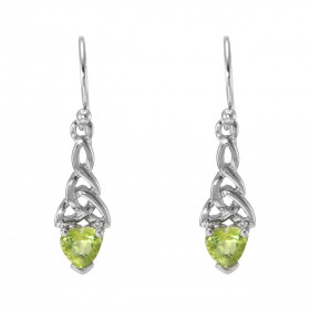 Boucles d oreilles Pendantes Motif Celtique Argent 925 Rhodié Péridot Chaque boucle est sertie d une pierre forme coeur me...