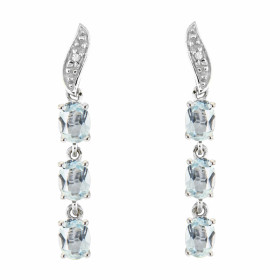 Boucles d'oreilles Pendantes Or Blanc 375 Aigue Marine et Diamant