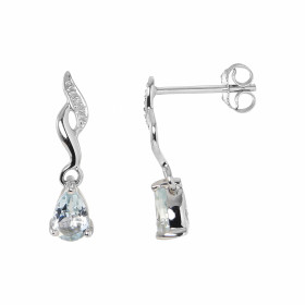 Boucles d oreilles Pendantes Or blanc 375 Aigue Marine Diamant Boucles d oreilles Or blanc 375 (9 carats) Pierre taille po...