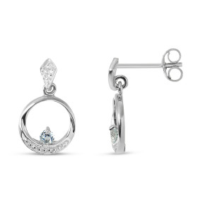 Boucles d'oreilles Pendantes Or blanc 375 et Aigue Marine