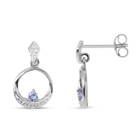 Boucles d oreilles Pendantes Or blanc 375 Tanzanite Boucles d oreilles Or blanc 375 (9 carats) Motif rond serti d une peti...